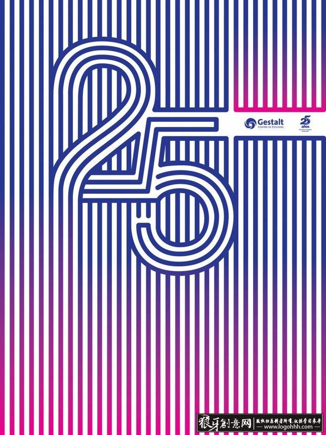 藍色延續: 數字25的精美不包邊條理海報設計
